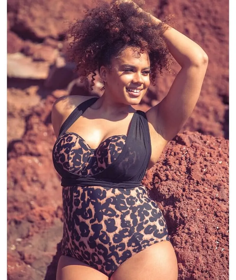 Curvy Kate Wrapsody Bandeau One Piece Swimsuit - Leopard Print