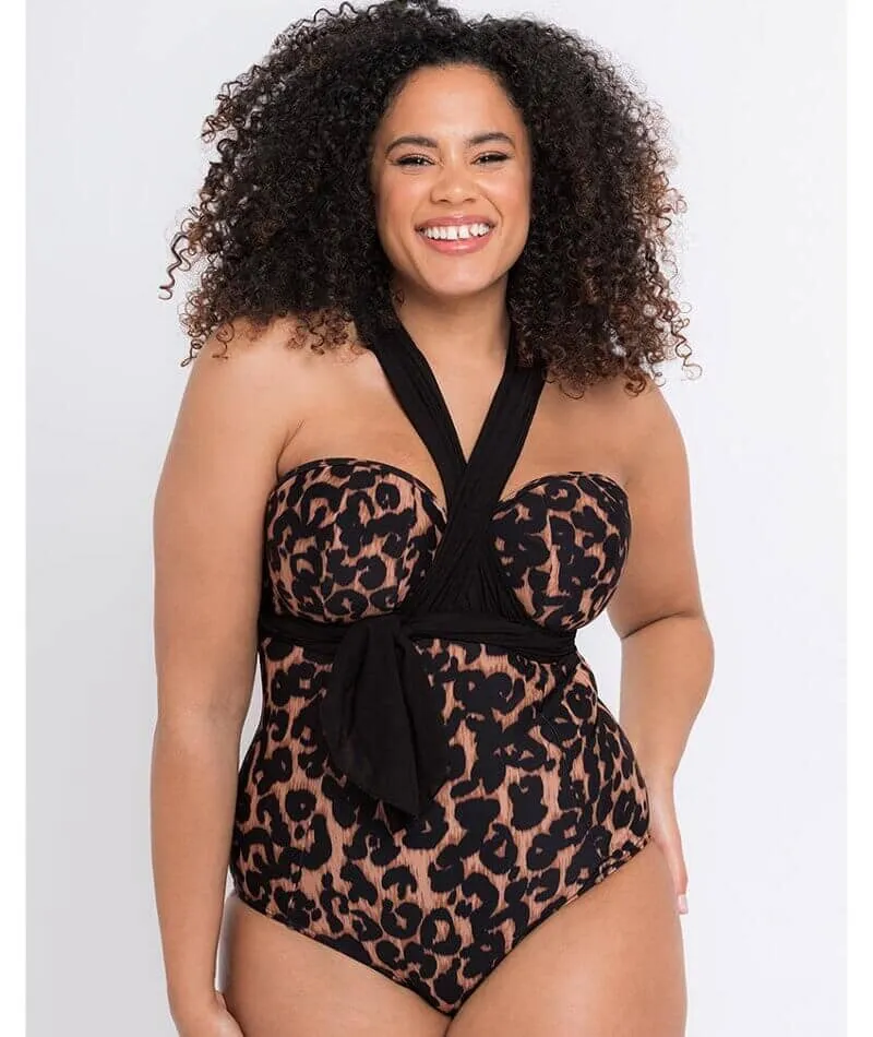 Curvy Kate Wrapsody Bandeau One Piece Swimsuit - Leopard Print