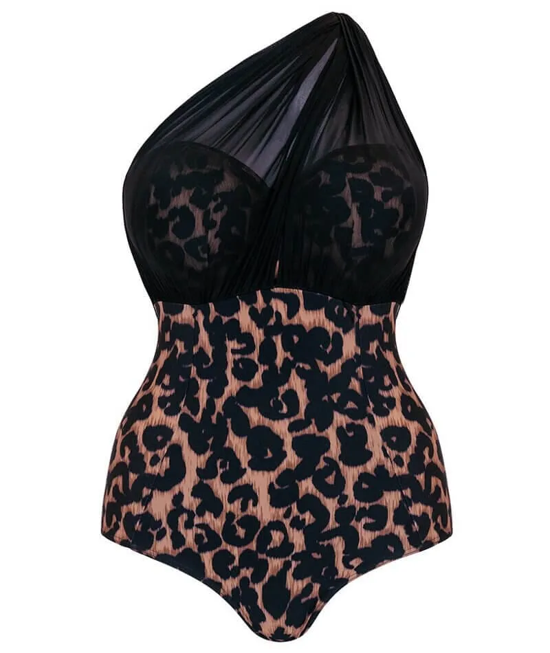 Curvy Kate Wrapsody Bandeau One Piece Swimsuit - Leopard Print