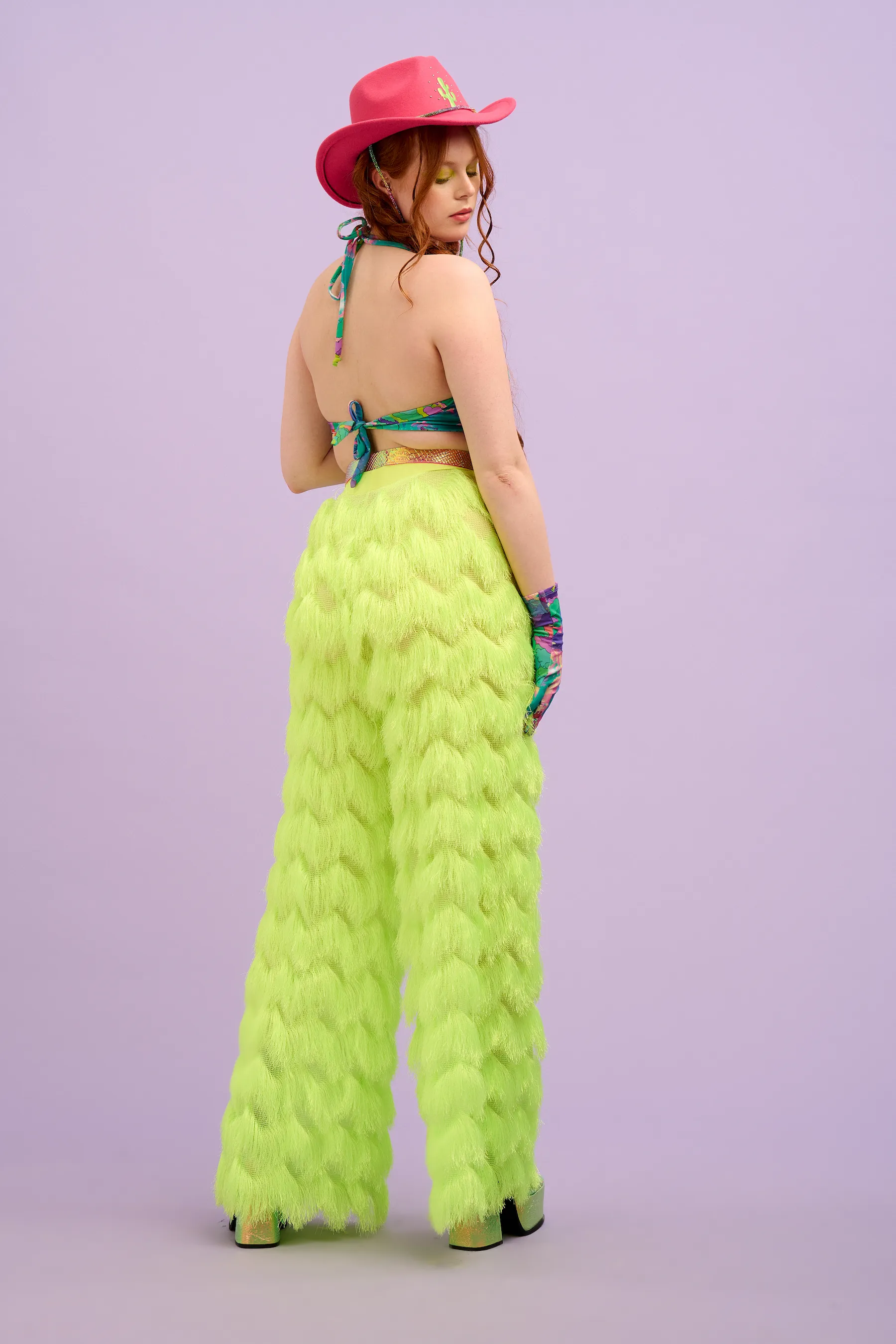 Dallas Fringed Trousers in Neon Yellow