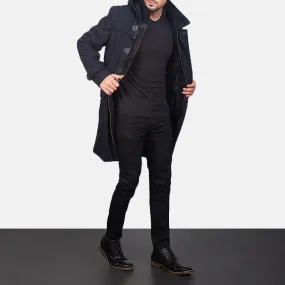 Drake Black Wool Duffle Coat