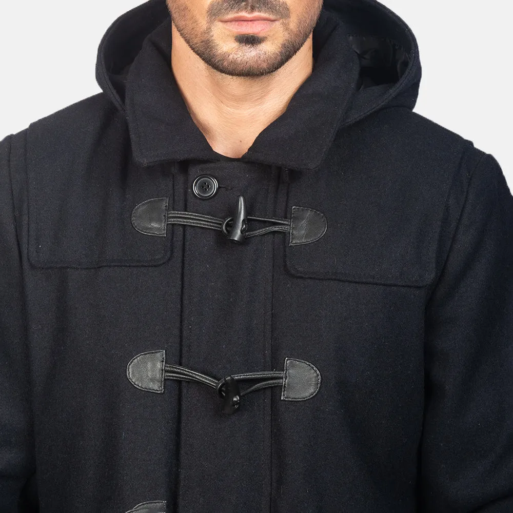 Drake Black Wool Duffle Coat