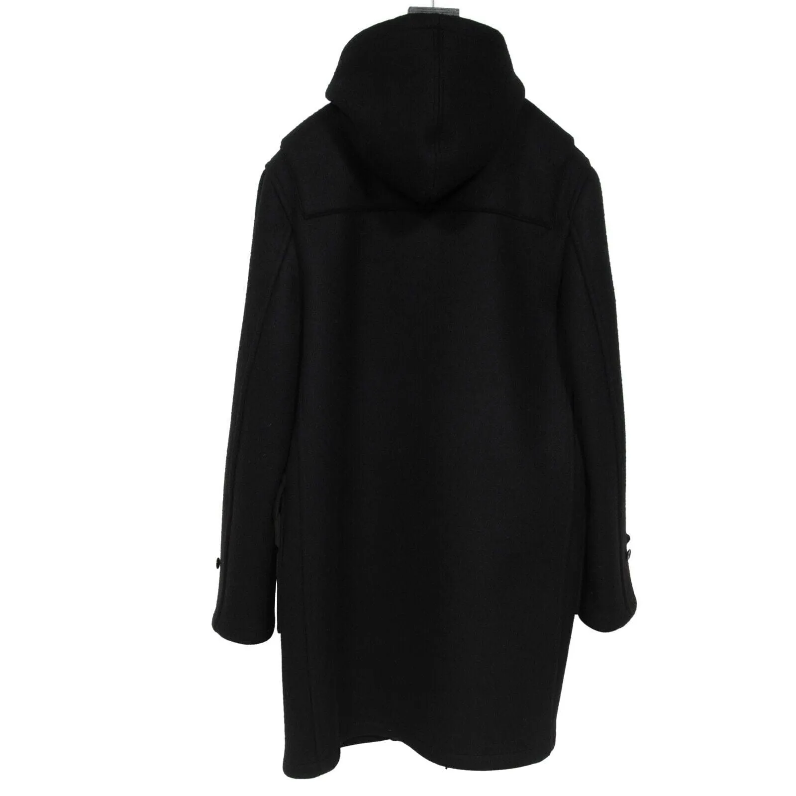 Duffle Coat Black Wool Hooded Jacket