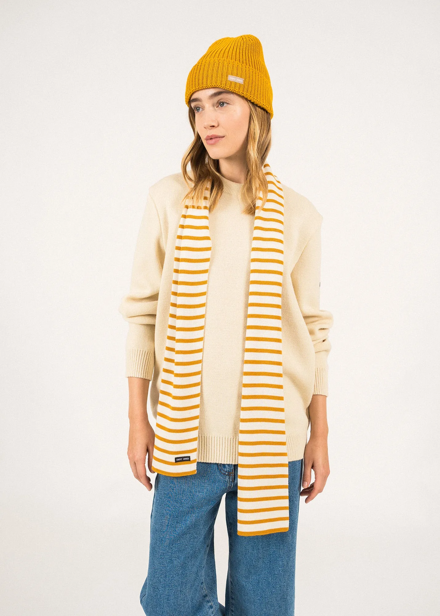 Duguay striped scarf - in blended wool (ECUME/AMBRE)