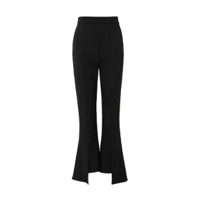 Elegant Solid Minimalist Flare Pants For Women High Waist Slim Casual Fashion Trousers Female Autumn Clothing Style