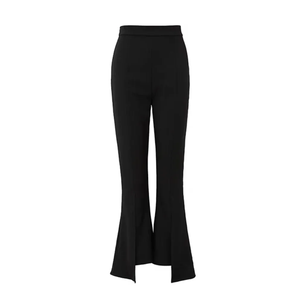 Elegant Solid Minimalist Flare Pants For Women High Waist Slim Casual Fashion Trousers Female Autumn Clothing Style