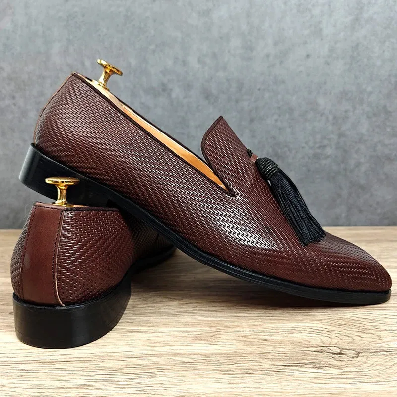 ExoticGator Luxe Tassel Slip-on Dress Shoes