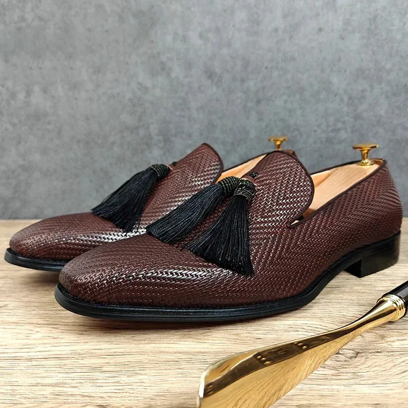 ExoticGator Luxe Tassel Slip-on Dress Shoes