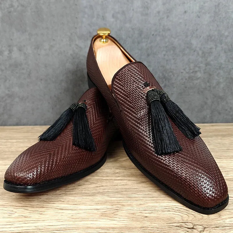 ExoticGator Luxe Tassel Slip-on Dress Shoes