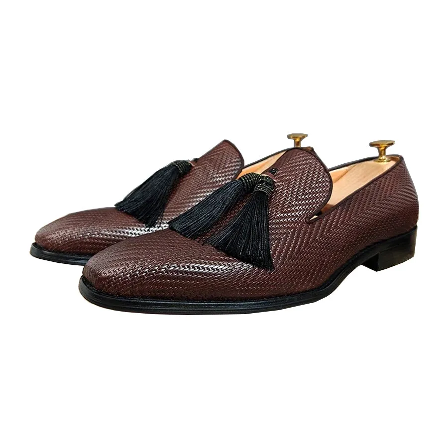 ExoticGator Luxe Tassel Slip-on Dress Shoes