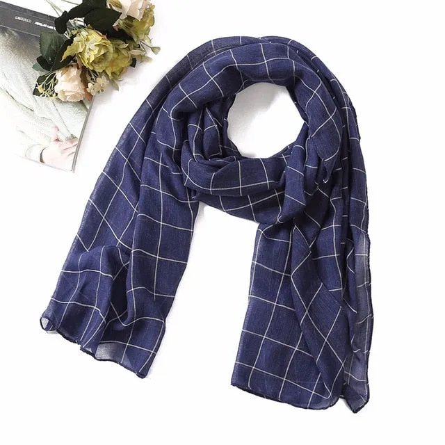 Fashion Plaid Cotton Scarf Printed Bandana Shawl #1320