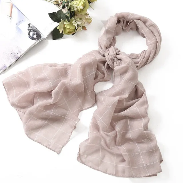 Fashion Plaid Cotton Scarf Printed Bandana Shawl #1320