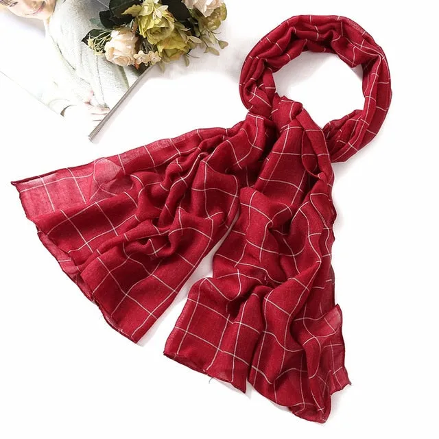 Fashion Plaid Cotton Scarf Printed Bandana Shawl #1320