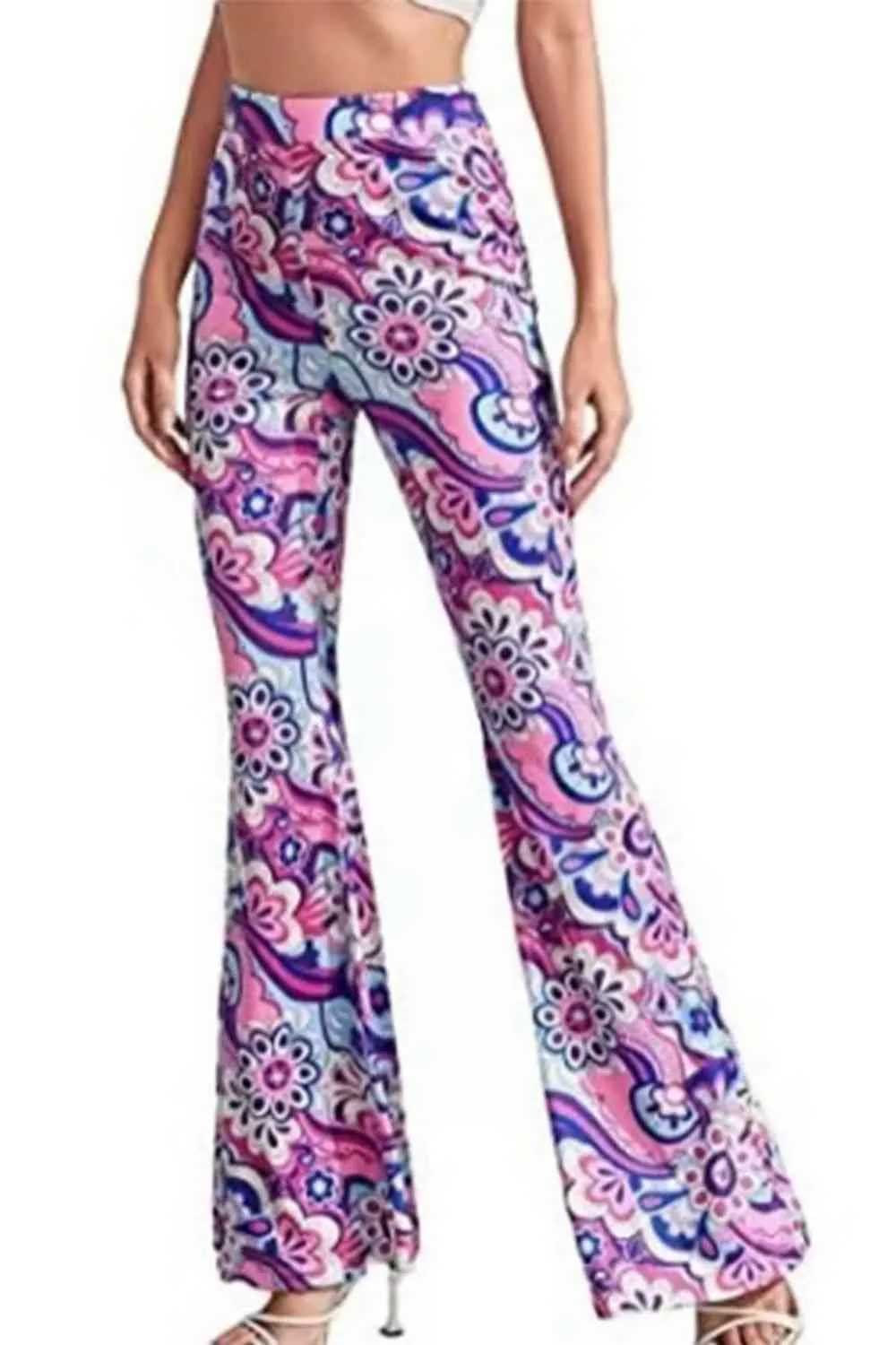 Floral High Waist Flare Leg Pants