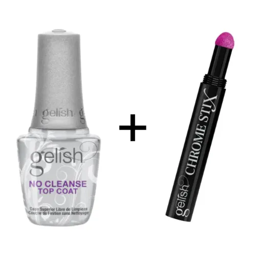 Gelish Chrome Stix Fuchsia Mirror & No Cleanse Top Coat Combo