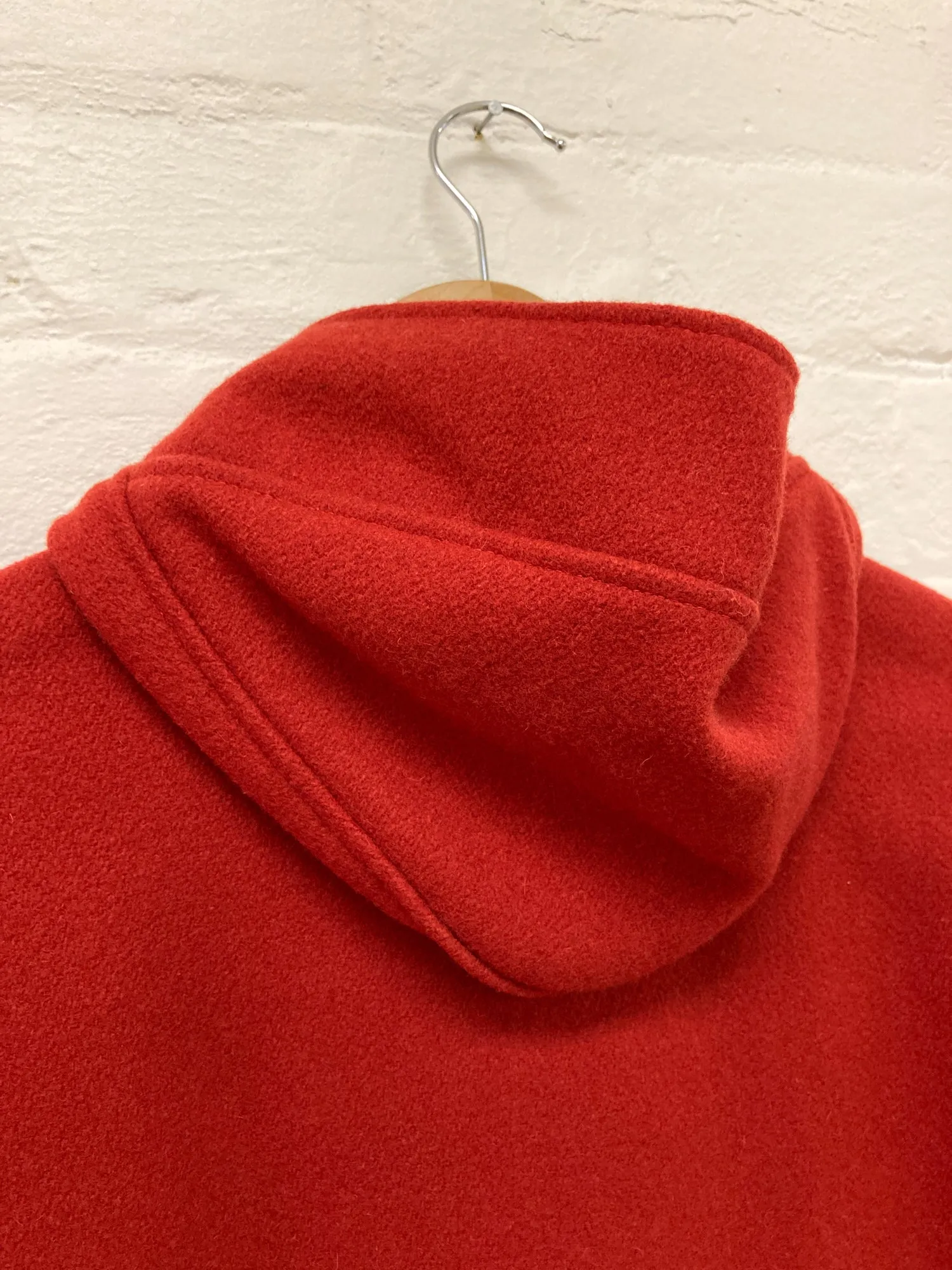 Generic Costume 1990s red wool melton high neck hooded zip coat - mens S XS