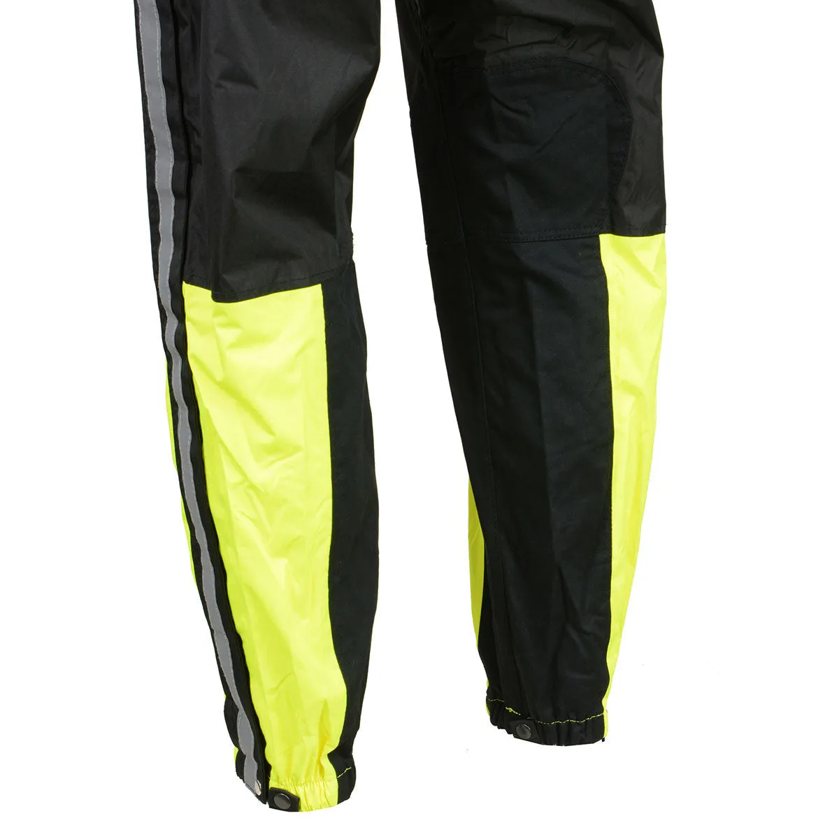 GREEN SH233113 Men's Black and Neon Green Water Resistant Motorcycle-Outdoors Rain Suit with Reflective Tape