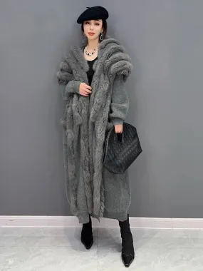 HEYFANCYSTYLE Plush Elegance Knitted Long Coat