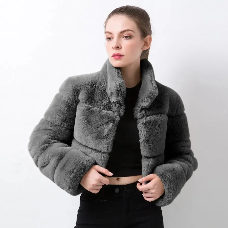 Imitation Fur Imitation Horizontal Stitching Fur Jacket