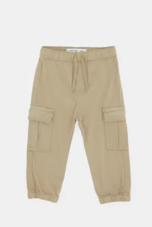 Infant Boys Beige Cargo Joggers