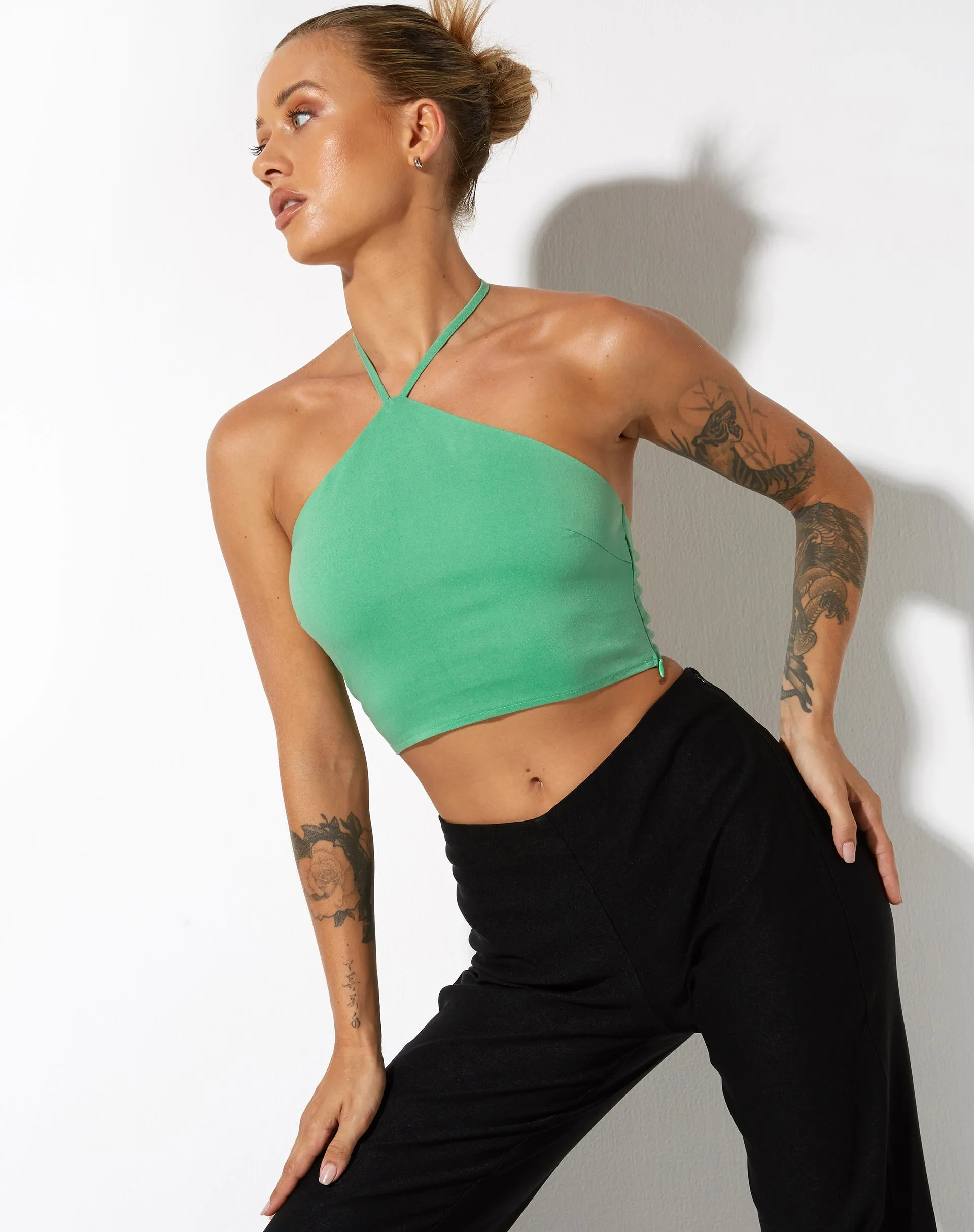 Janli Crop Top in Tailoring Green