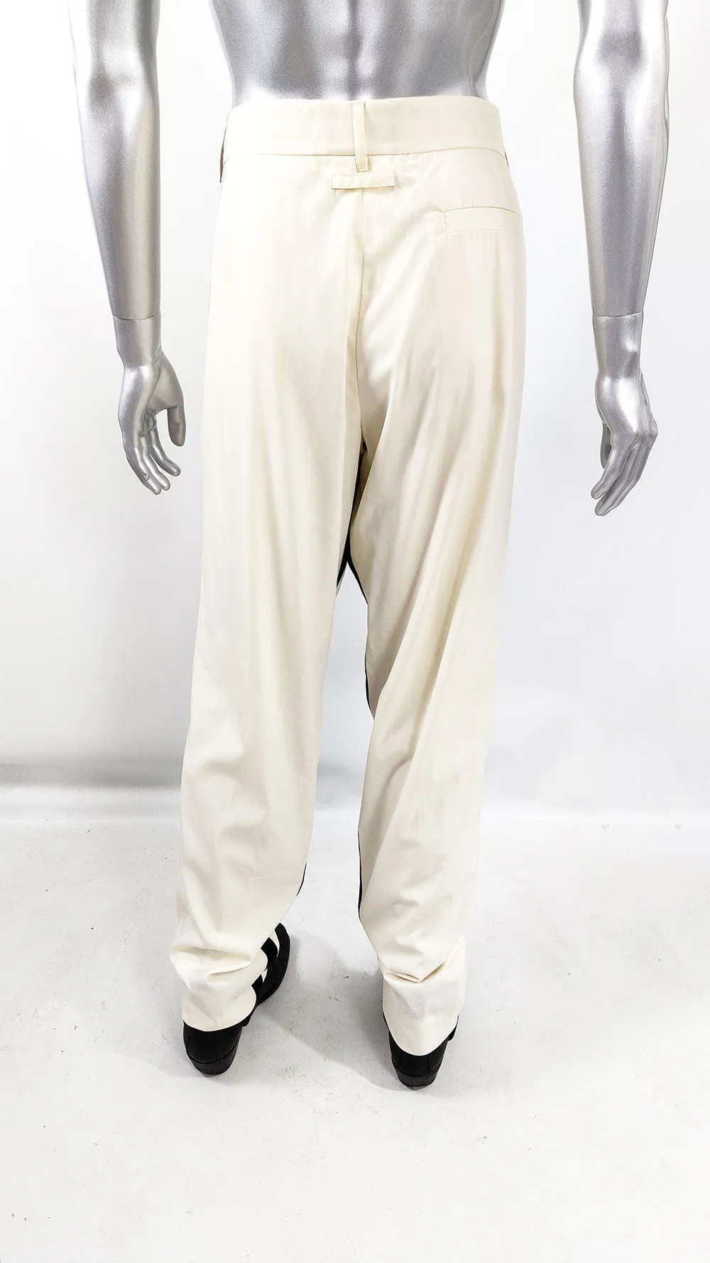 Jean Paul Gaultier Vintage Mens Cream Extra Long Leg Trousers