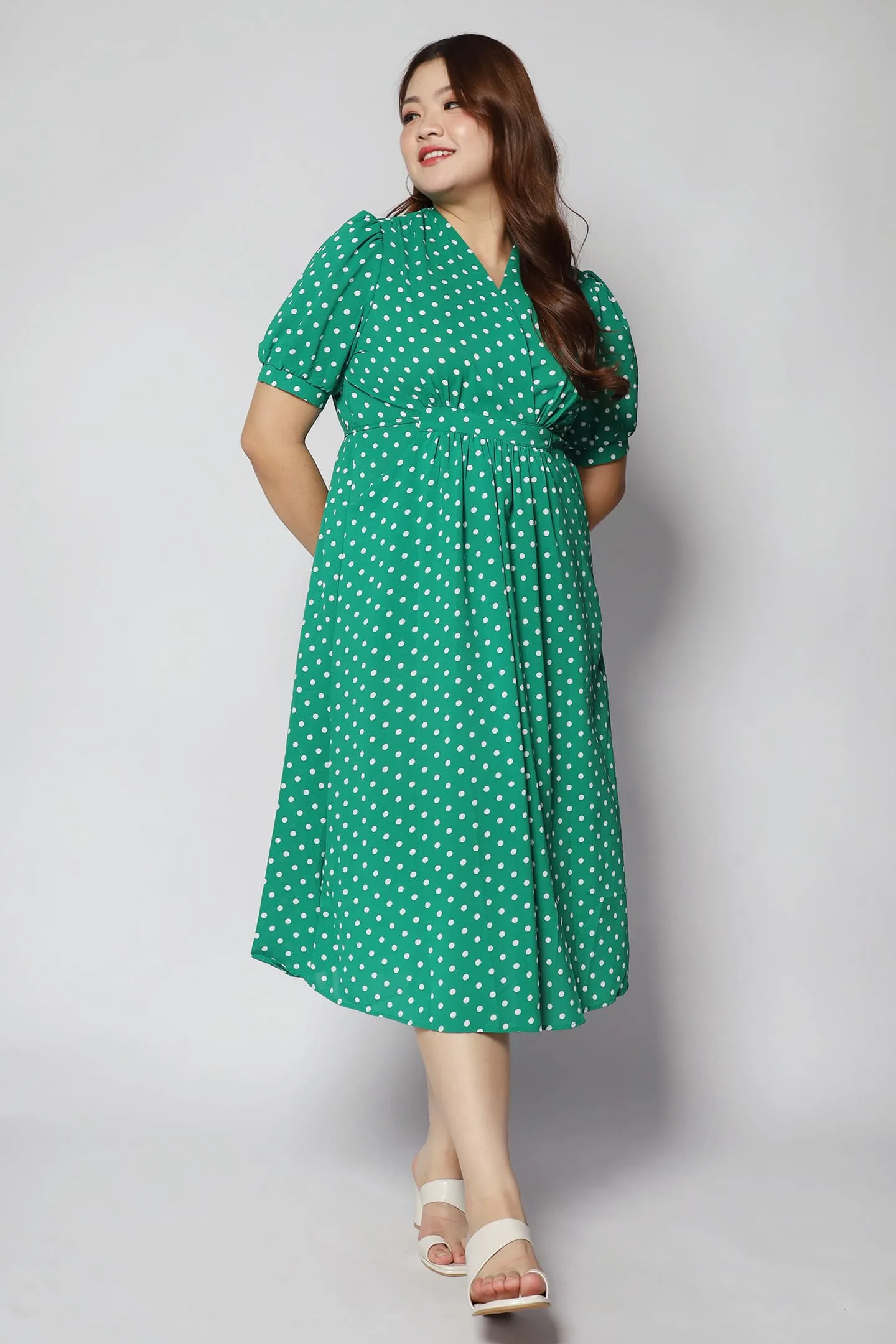 Kate Dress in Green Polkadot