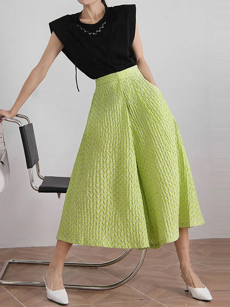 Loose Green Skirt Pants For Women High Waist Solid Minimalist Casual Skirts Pant Female Summer Clothing Fashion