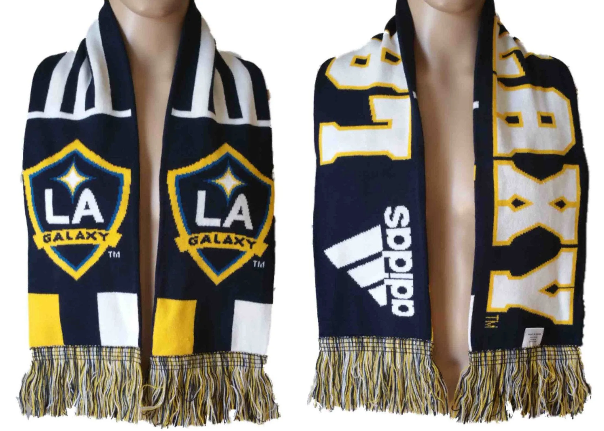 Los Angeles LA Galaxy Adidas Reversible Knit Winter Scarf (45" x 6.25")