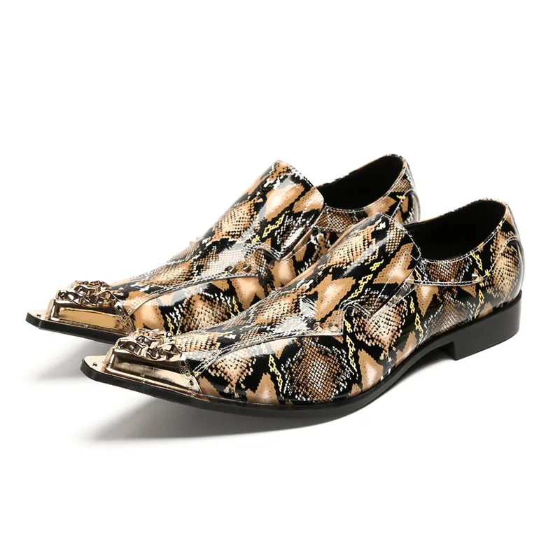 Luxe Exotic Texture Leather Slip-on Dress Shoes