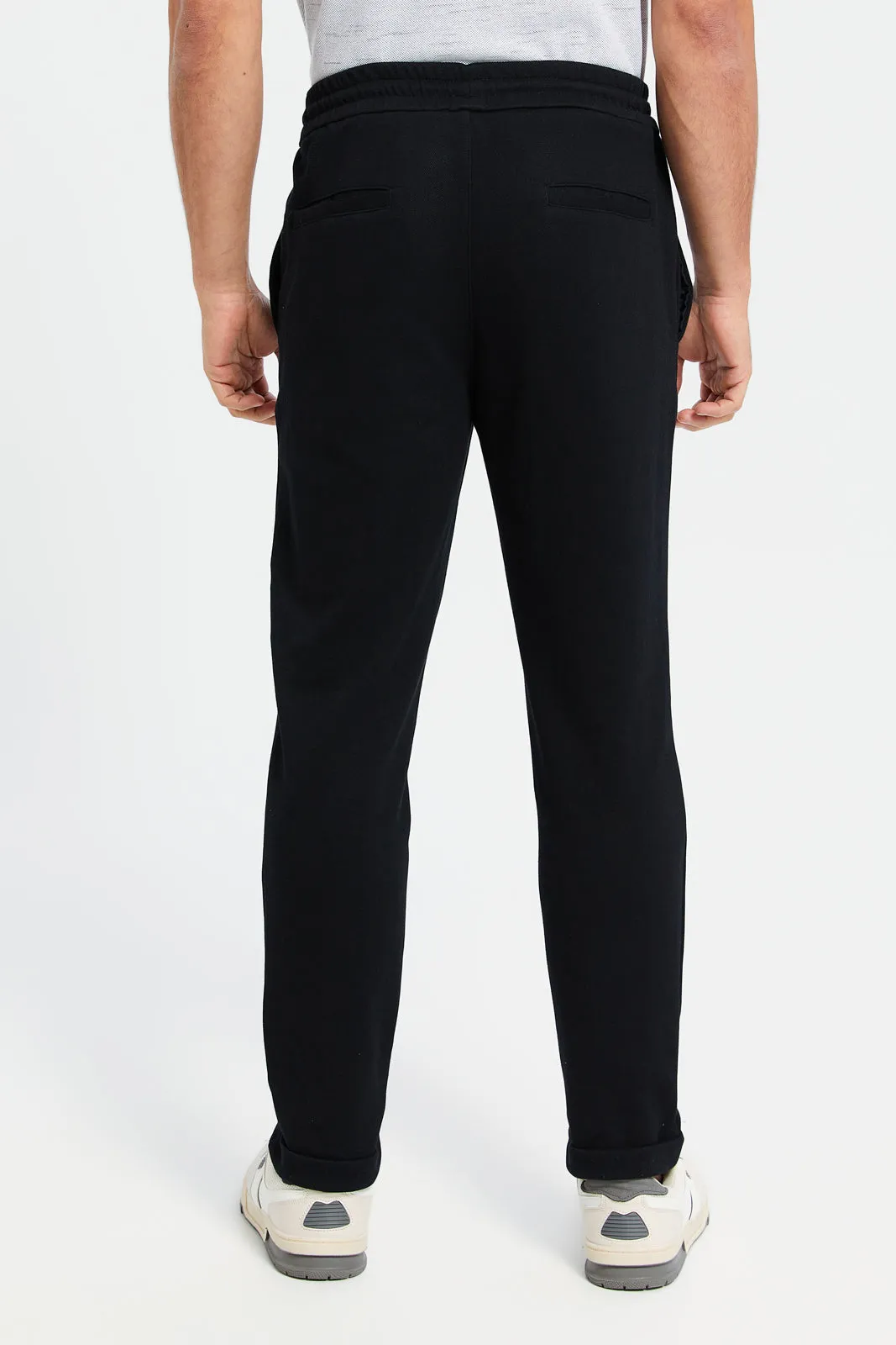 Men Black Elasticated Waistband Active Trousers