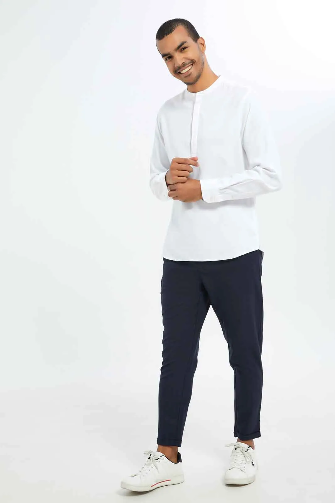 Men Navy Pull On Trousers