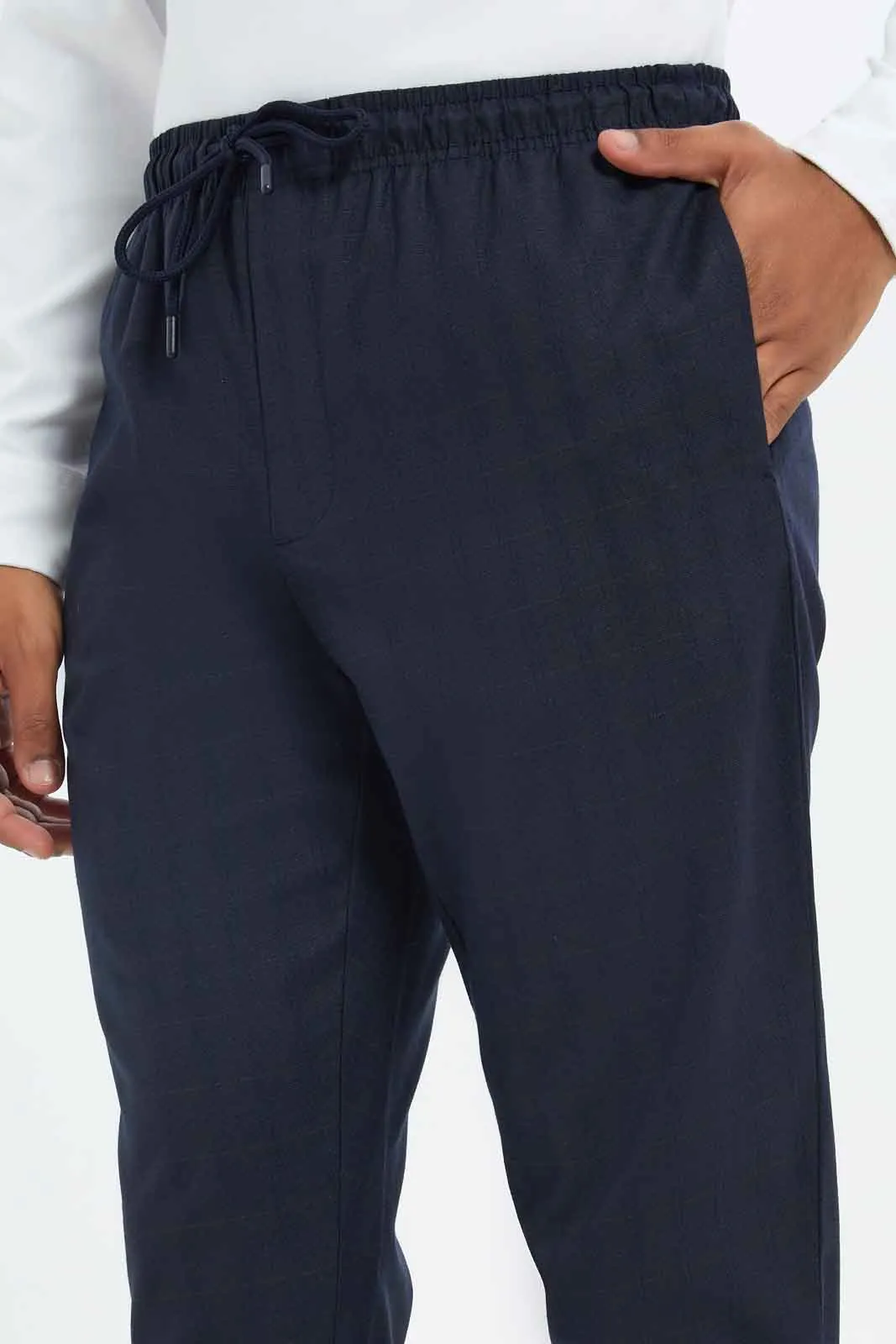 Men Navy Pull On Trousers