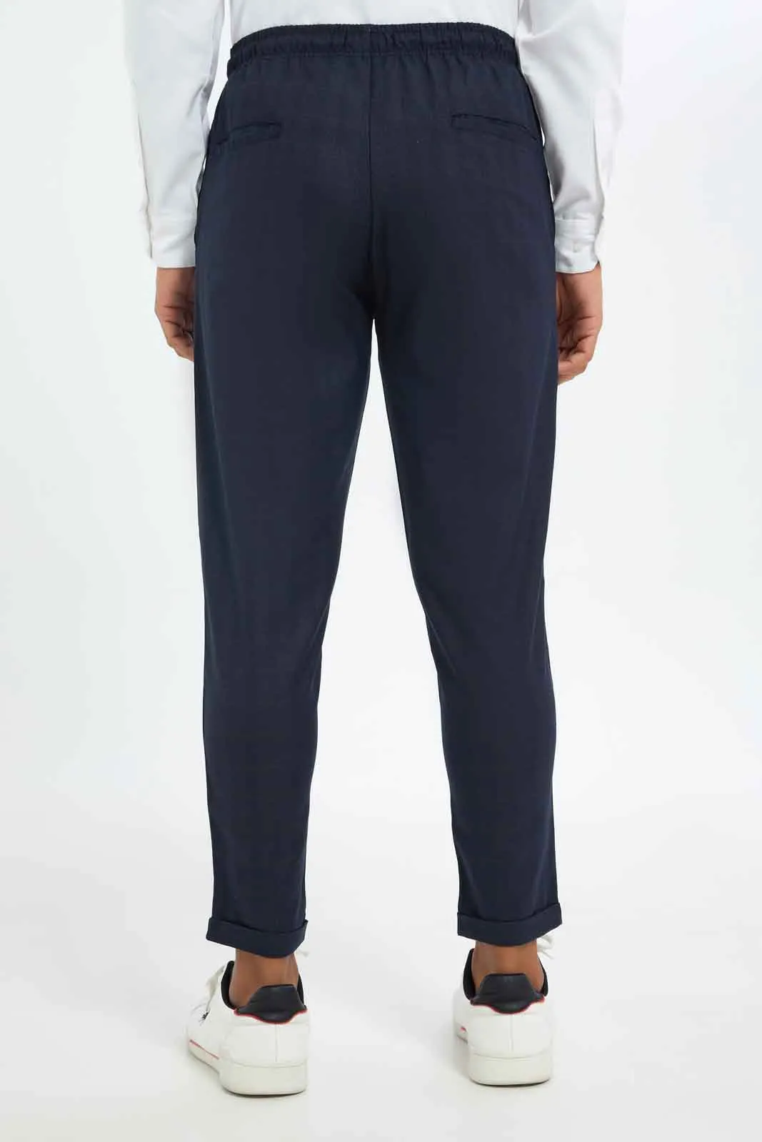 Men Navy Pull On Trousers