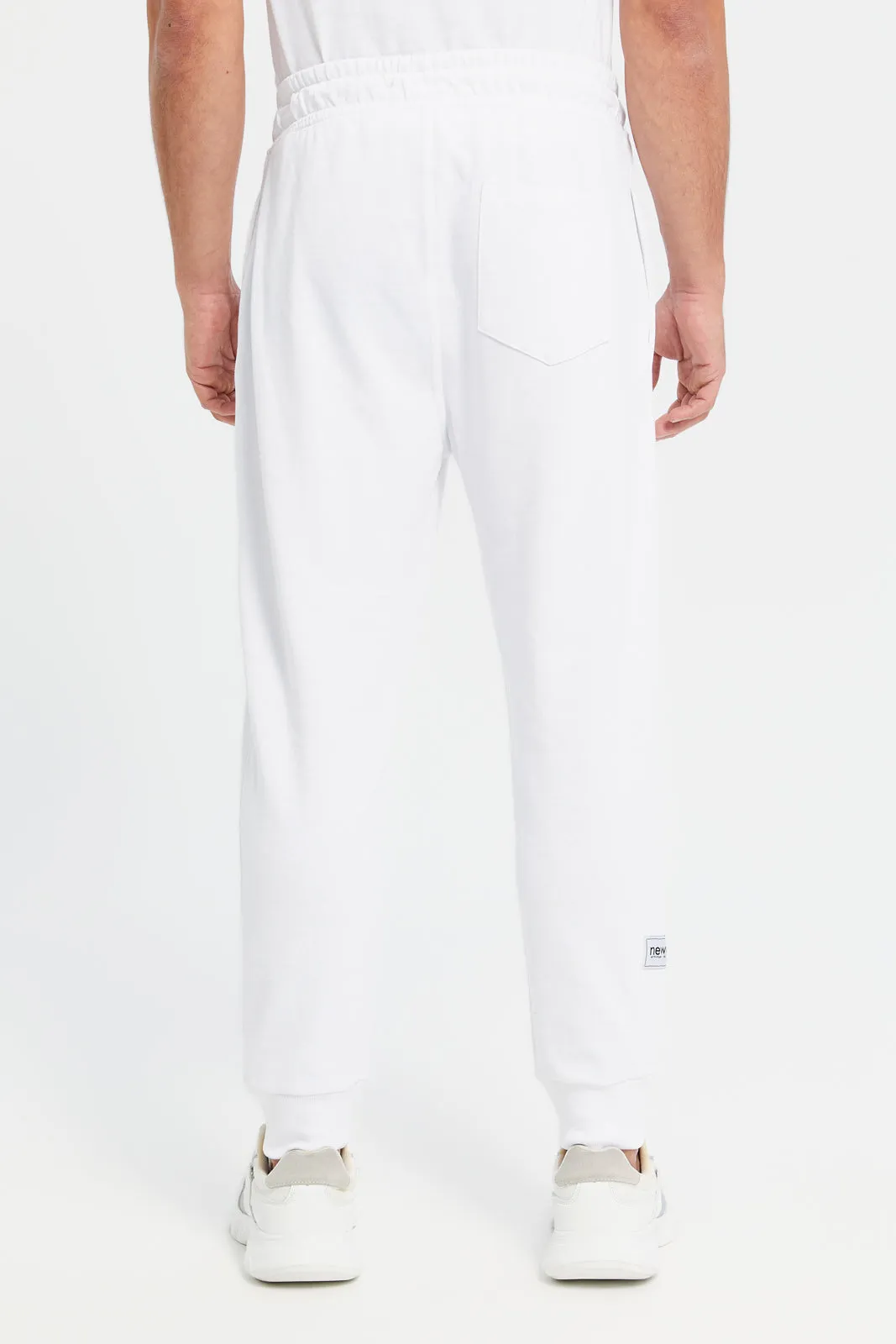 Men White Elasticated Waistband Active Trousers