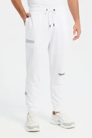 Men White Elasticated Waistband Active Trousers