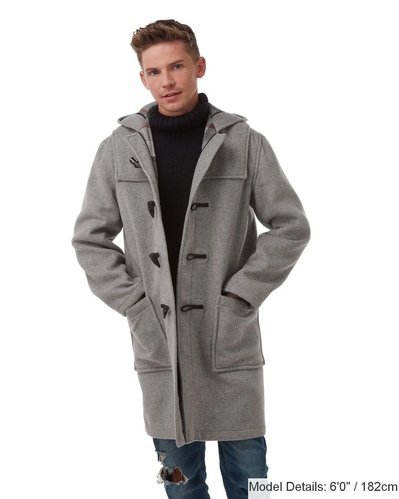 Men's Classic Fit Duffle Coat - Pearl Grey