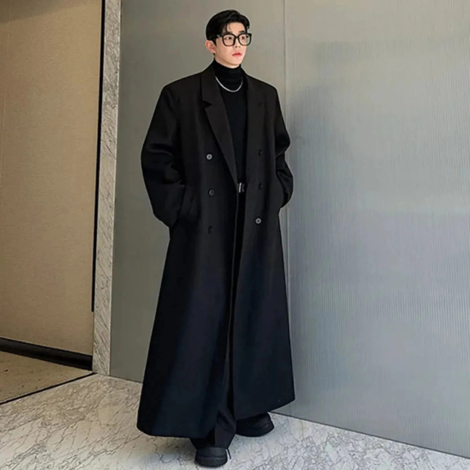 Men's Luxury Streetwear Extra Long Trench Coat