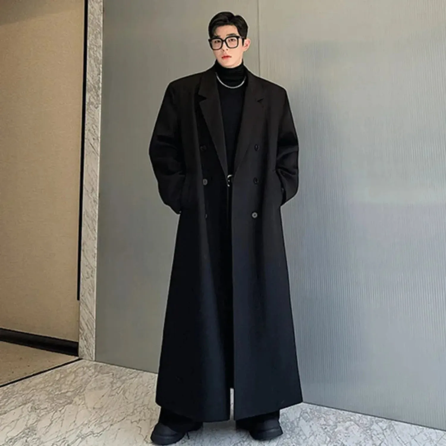 Men's Luxury Streetwear Extra Long Trench Coat