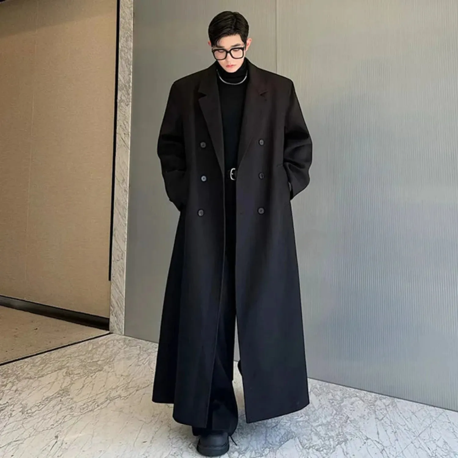 Men's Luxury Streetwear Extra Long Trench Coat