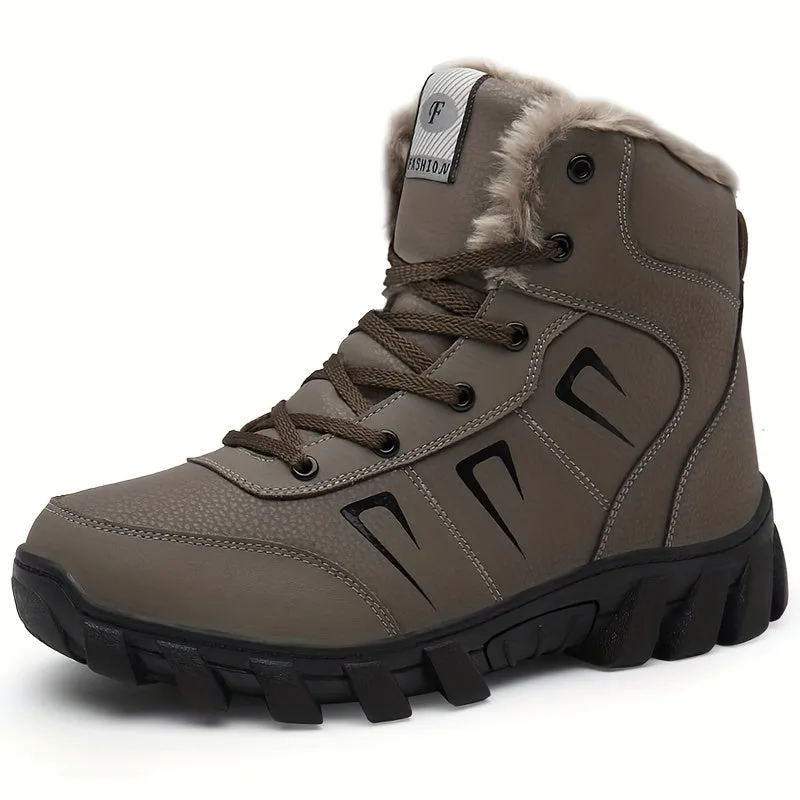 Men's Snow Boots Outdoor Warm Winter Boots Non-Slip Casual Snow Boot Windproof Lace-ups