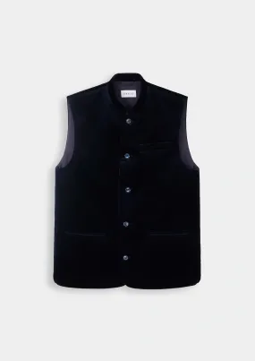 Midnight Navy Organic Velvet Nehru Waistcoat