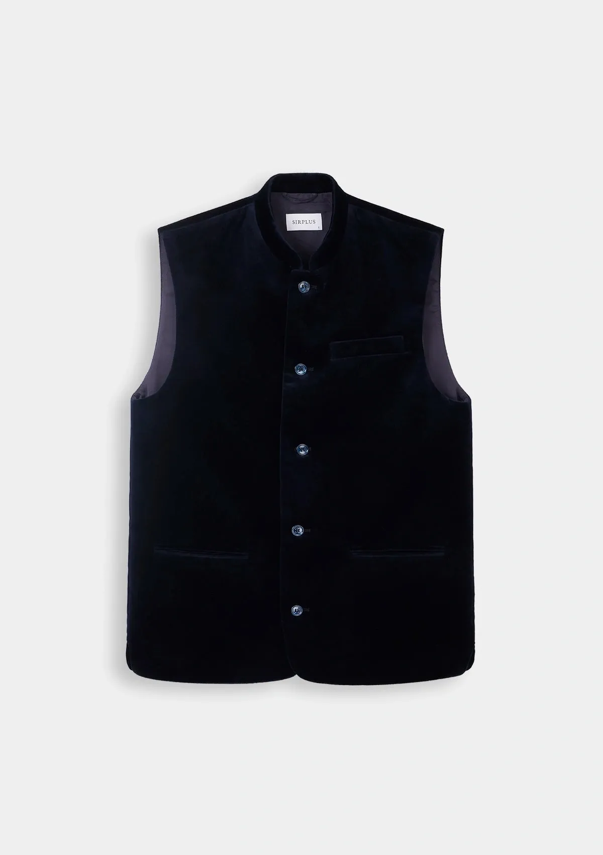 Midnight Navy Organic Velvet Nehru Waistcoat