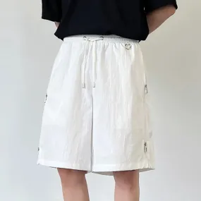 Minimalist Men's Casual Shorts Loose Lace-up Zippers Design Solid Color Loose Male Bottom New Trend Summer 9C6368