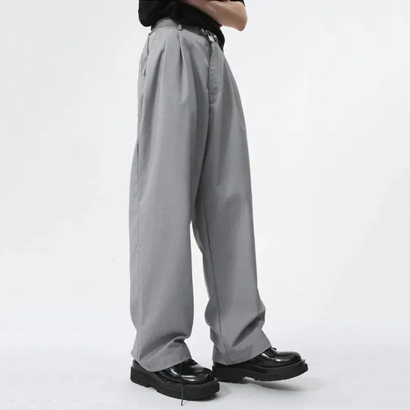 Minimalist Men's Casual Suit Pants Wide Leg Soild Color Loose Male Elastic Waist Trousers Stylish Summer 9C6152