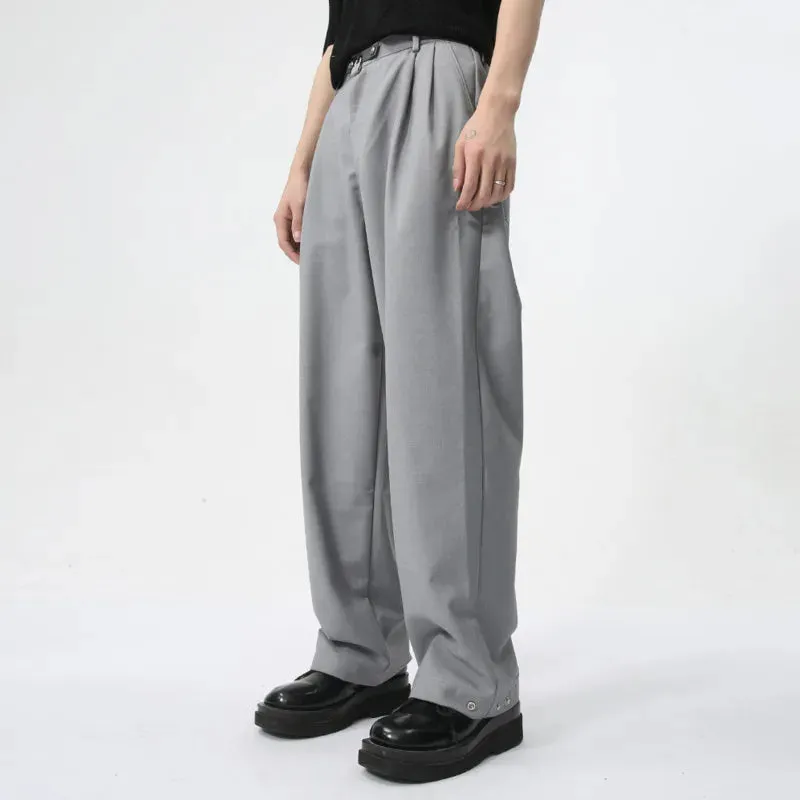 Minimalist Men's Casual Suit Pants Wide Leg Soild Color Loose Male Elastic Waist Trousers Stylish Summer 9C6152