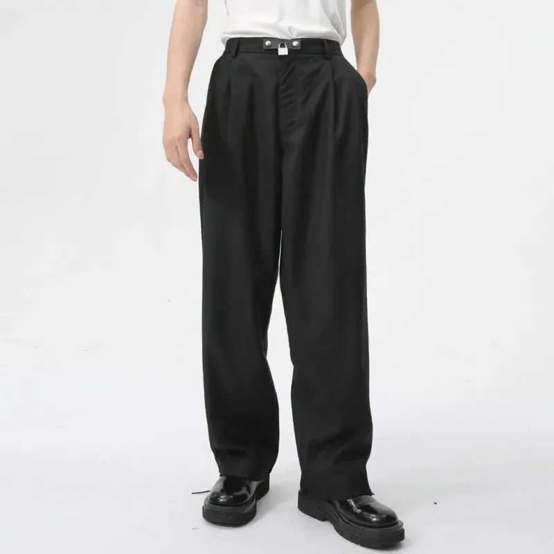 Minimalist Men's Casual Suit Pants Wide Leg Soild Color Loose Male Elastic Waist Trousers Stylish Summer 9C6152