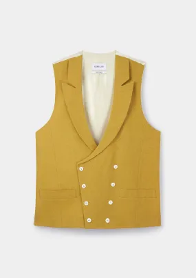 Mustard Peak Lapel Double Breasted Waistcoat