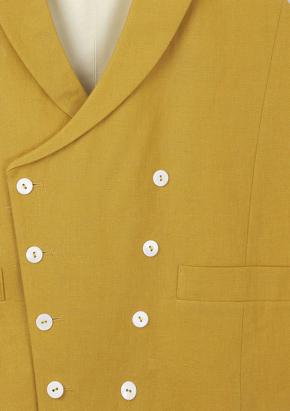 Mustard Peak Lapel Double Breasted Waistcoat