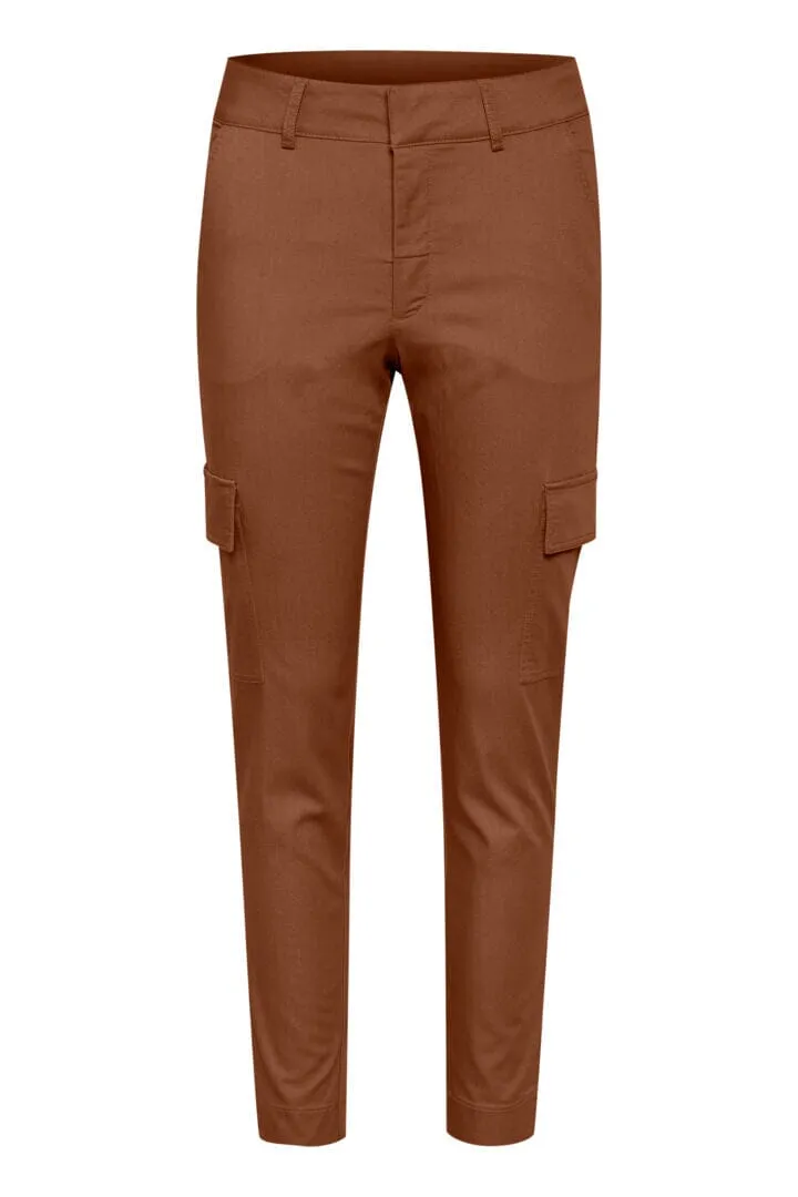 NARROW LEG ANKLE LENGTH BROWN POCKET PANT